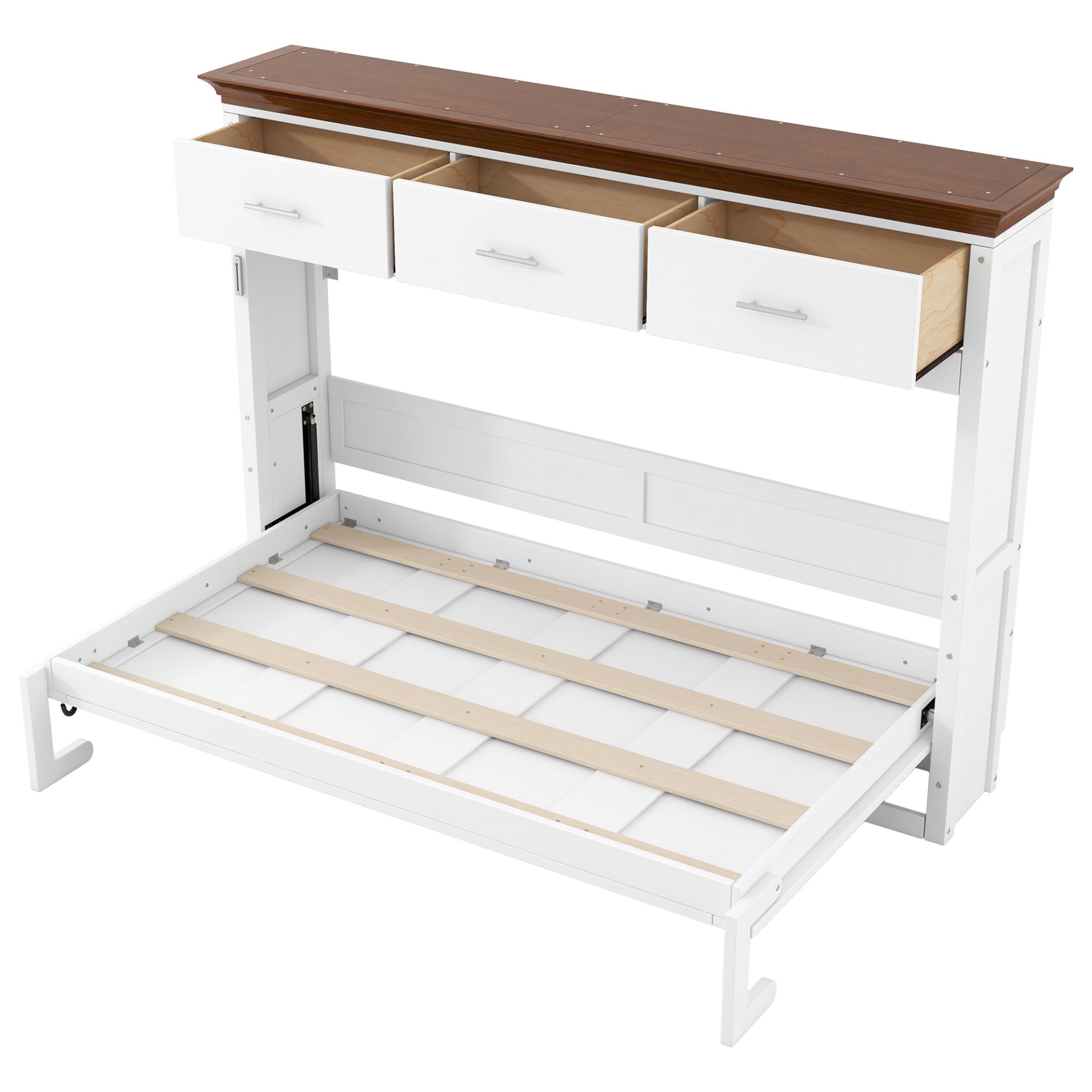 Twin Size Murphy Bed With 3 Drawers - White - Image 8