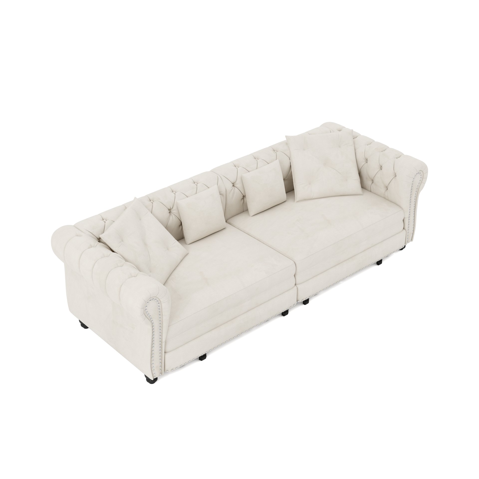 3 In 1 Pull Out Sofa Bed, Convertible Sleeper Sofa Bed, 3 Seater Sofa With Movable Ottoman - Beige - Image 21