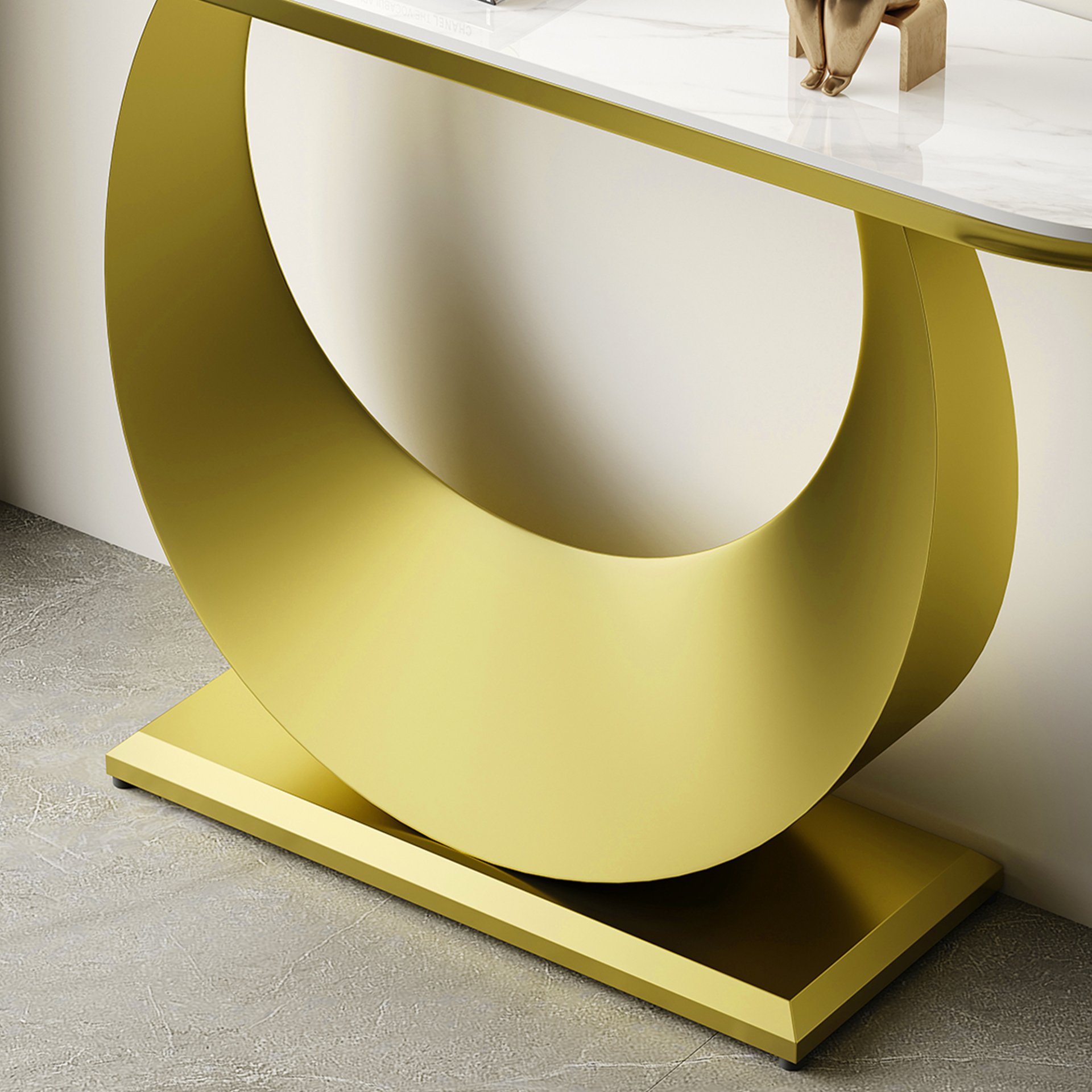 Half Console Table For Hallway - Gold / White - Image 8
