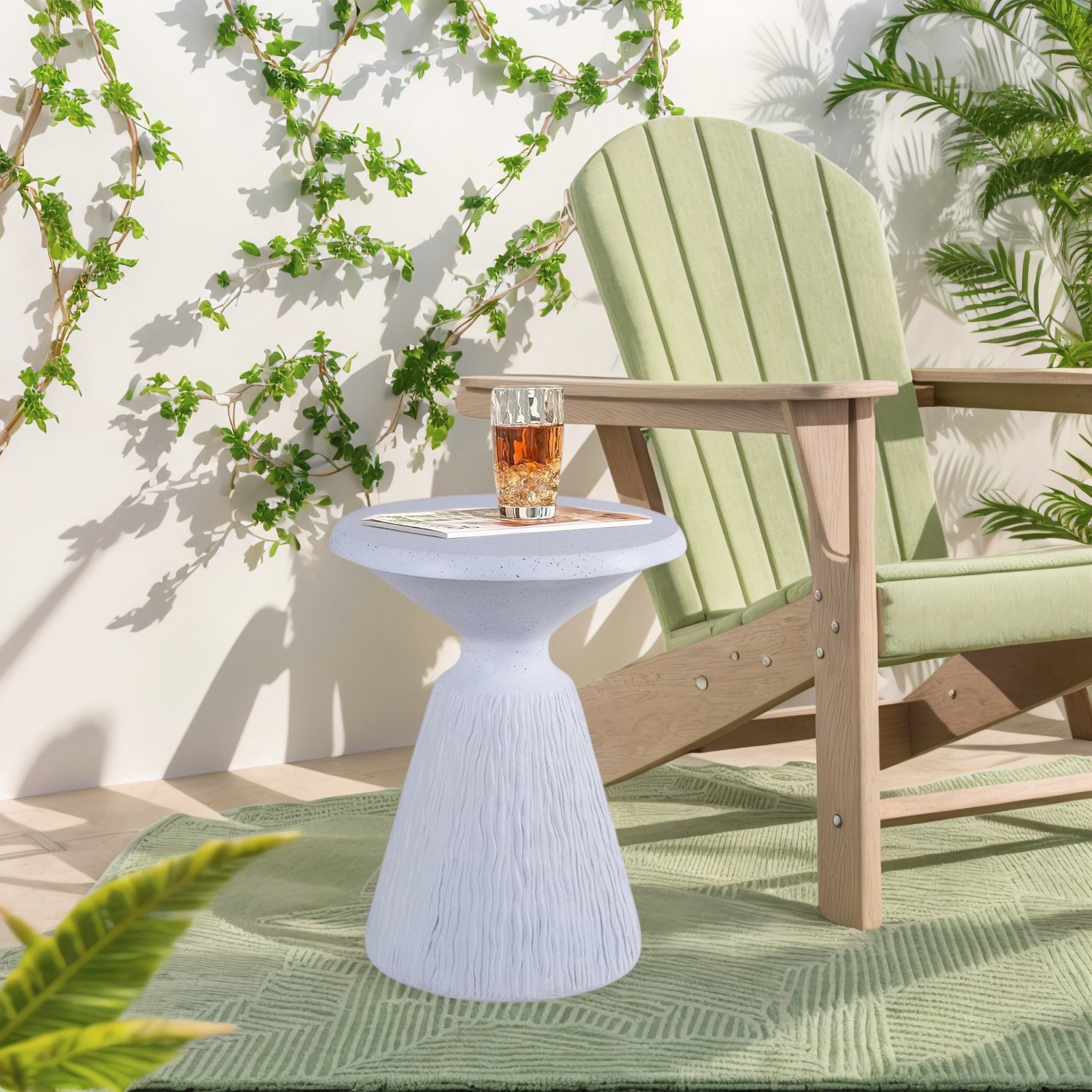 Outdoor End Table, Round Garden Stool - Aqua Gray - Image 14