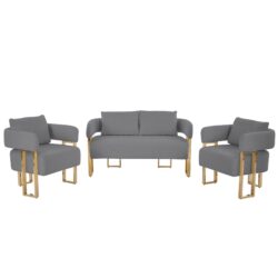 Decorative Upholstered Side Chair For Living Room - Gray / Gold