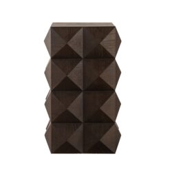 Side Table With 3D Embossed Pattern Design - Brown