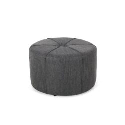 Modern Ottoman With Refined Fabric Upholstery, Solid And Engineered Wood - Charcoal