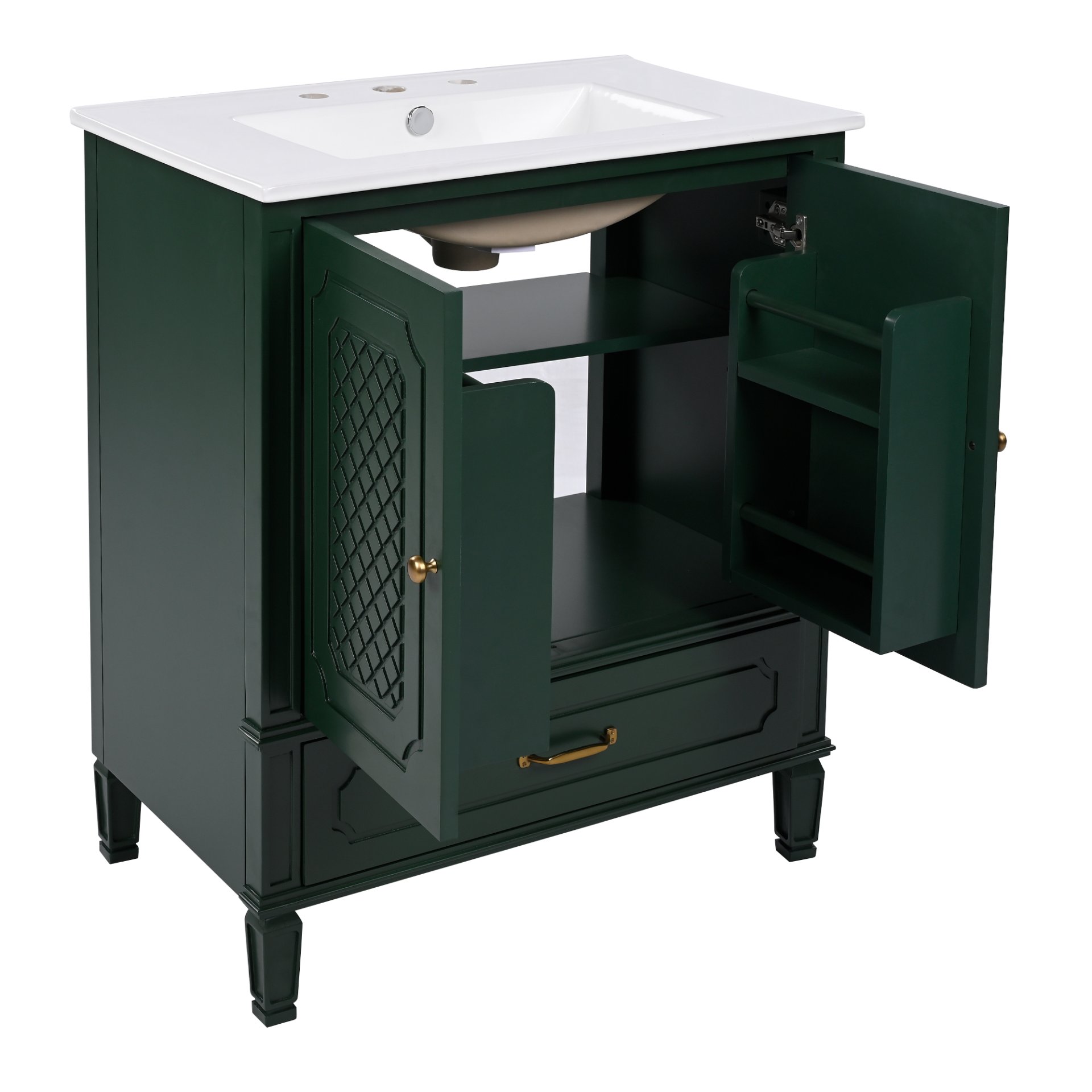 30" Bathroom Vanity With Sink, Soft Closing Door, Multi Functional Storage - Green - Image 22