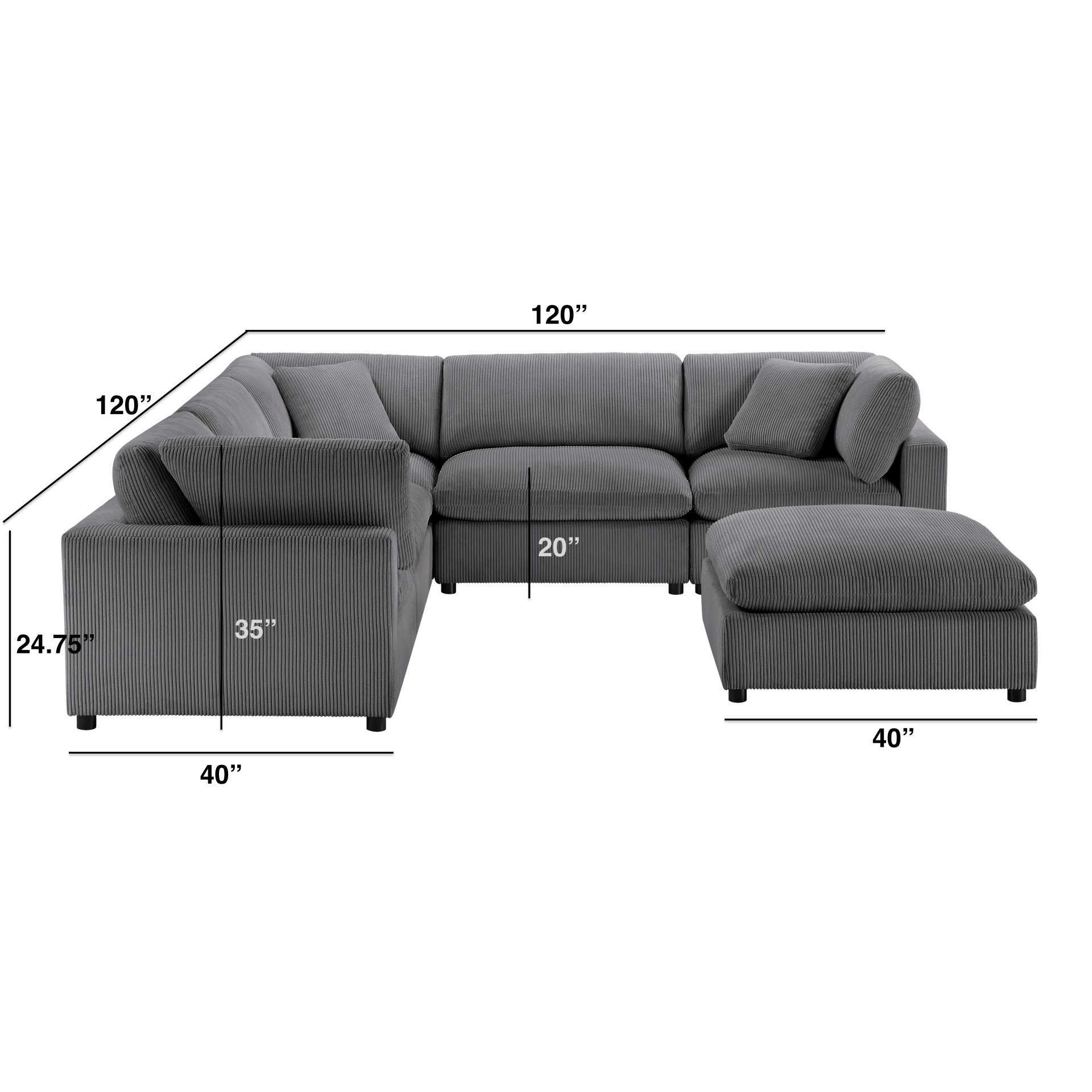 Chelsea - Modular 6 Piece Sectional - Charcoal - Image 20