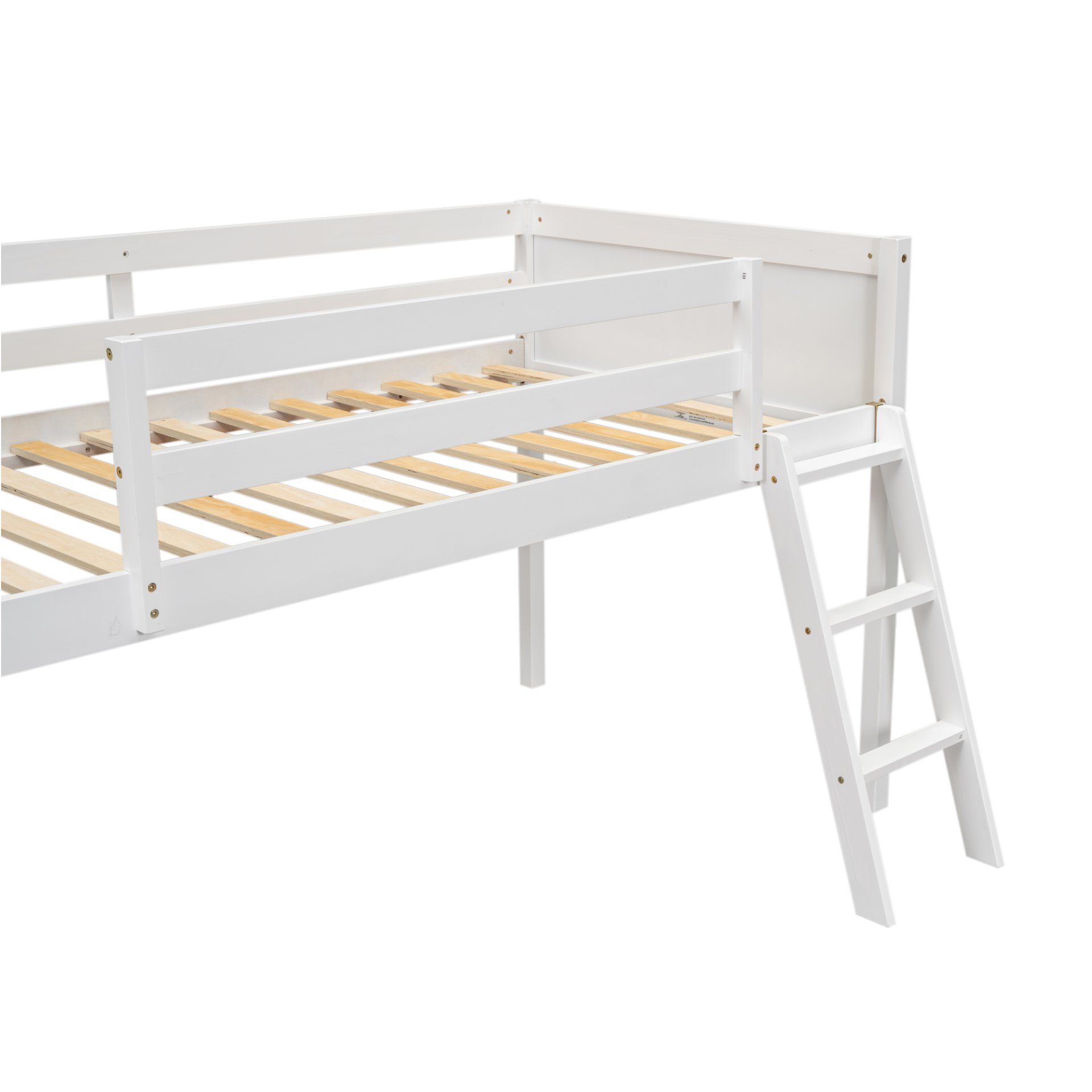 Twin Size Low Loft Bed With Adjustable Ladder - White - Image 9