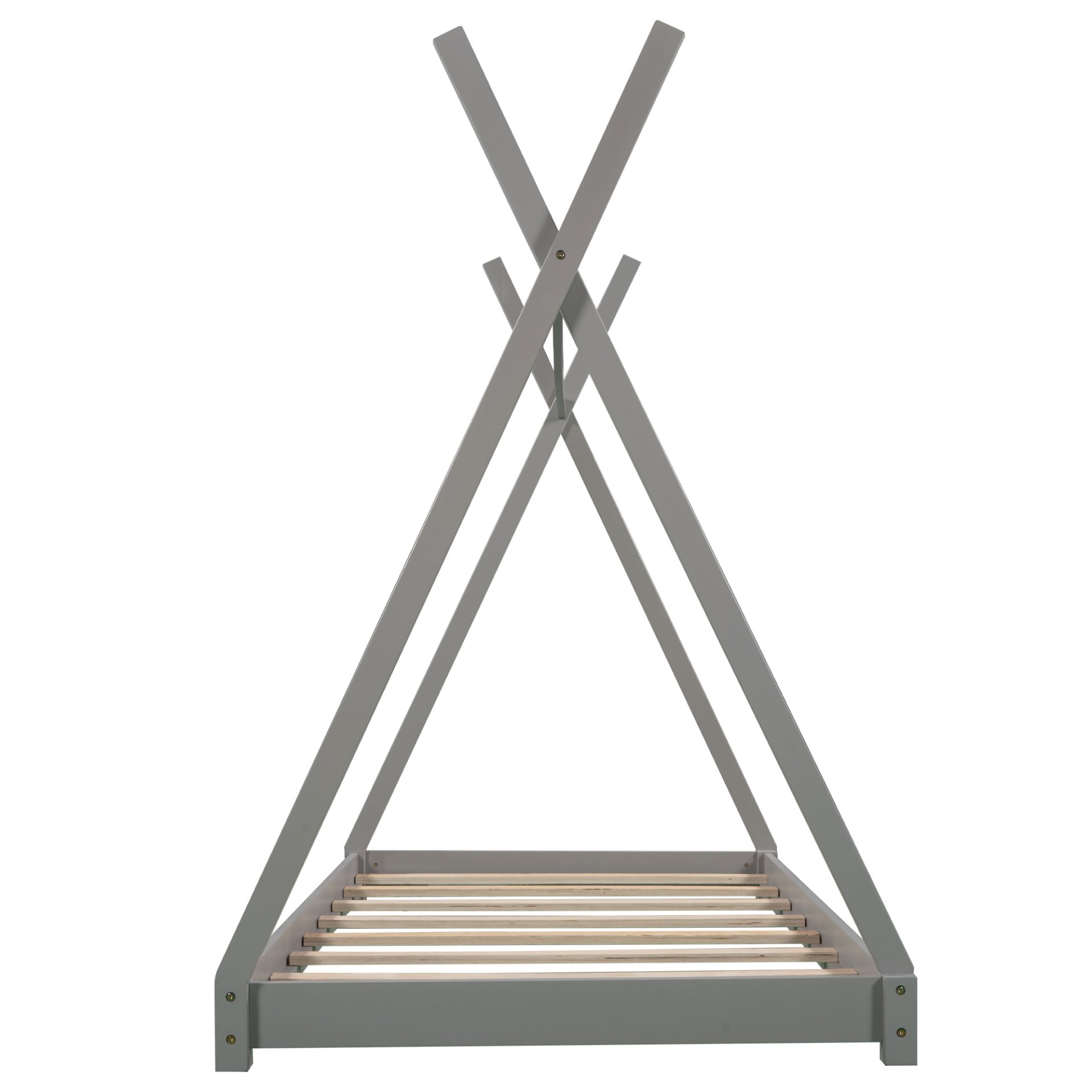 Twin Size House Platform Bed With Triangle Structure - Gray - Image 8
