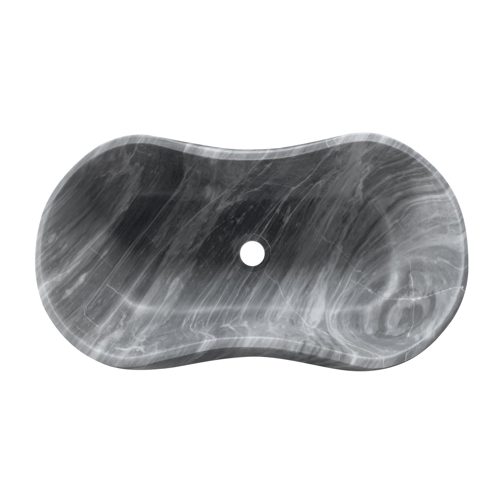 Bathroom Vessel Sink, Wavy Design, Semi Polished Surface - Gray - Image 12