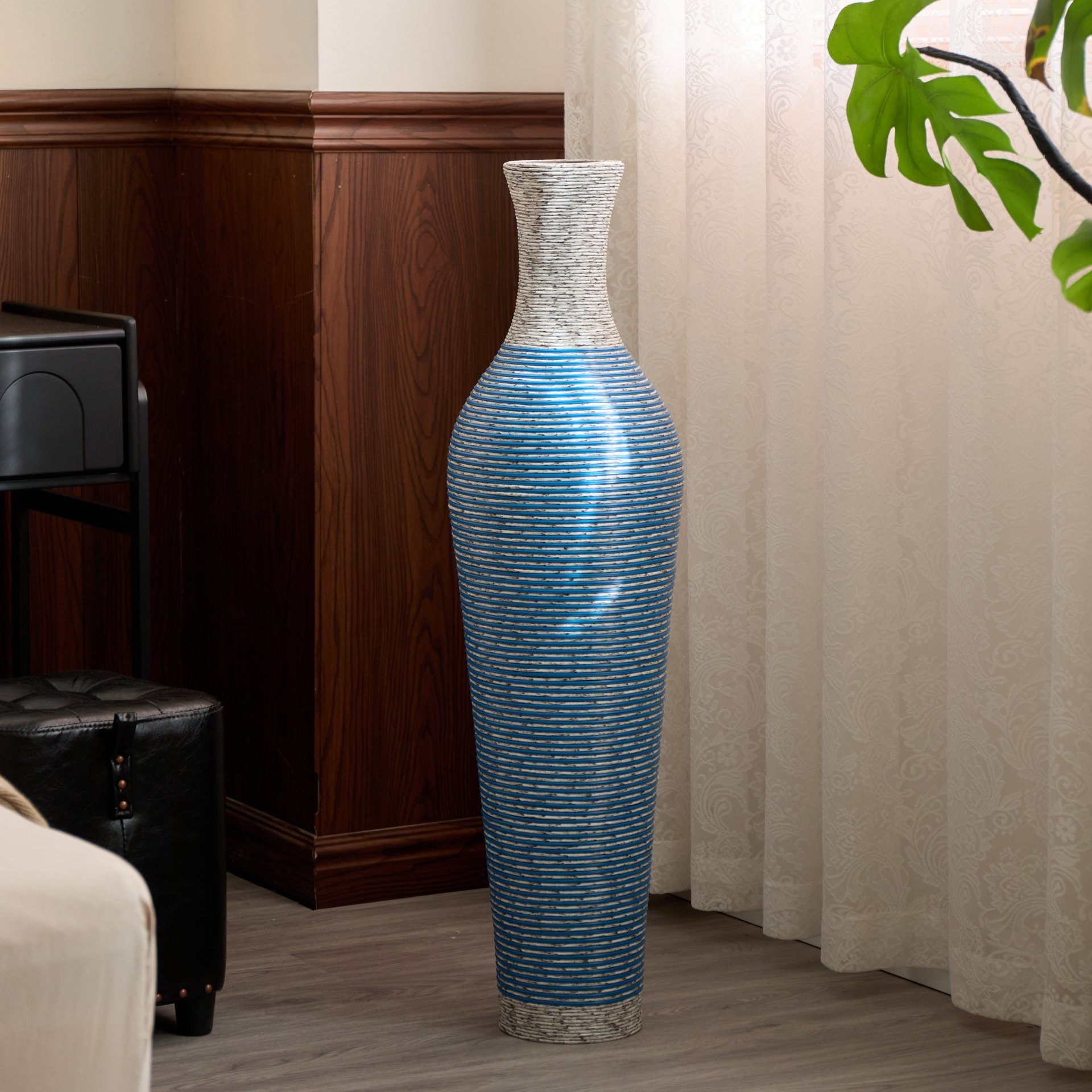 Tall Standing Designer Floor Vase Durable Artificial 2 Tone Ideal Decor Accent For Living Room - Lake Blue - Image 13