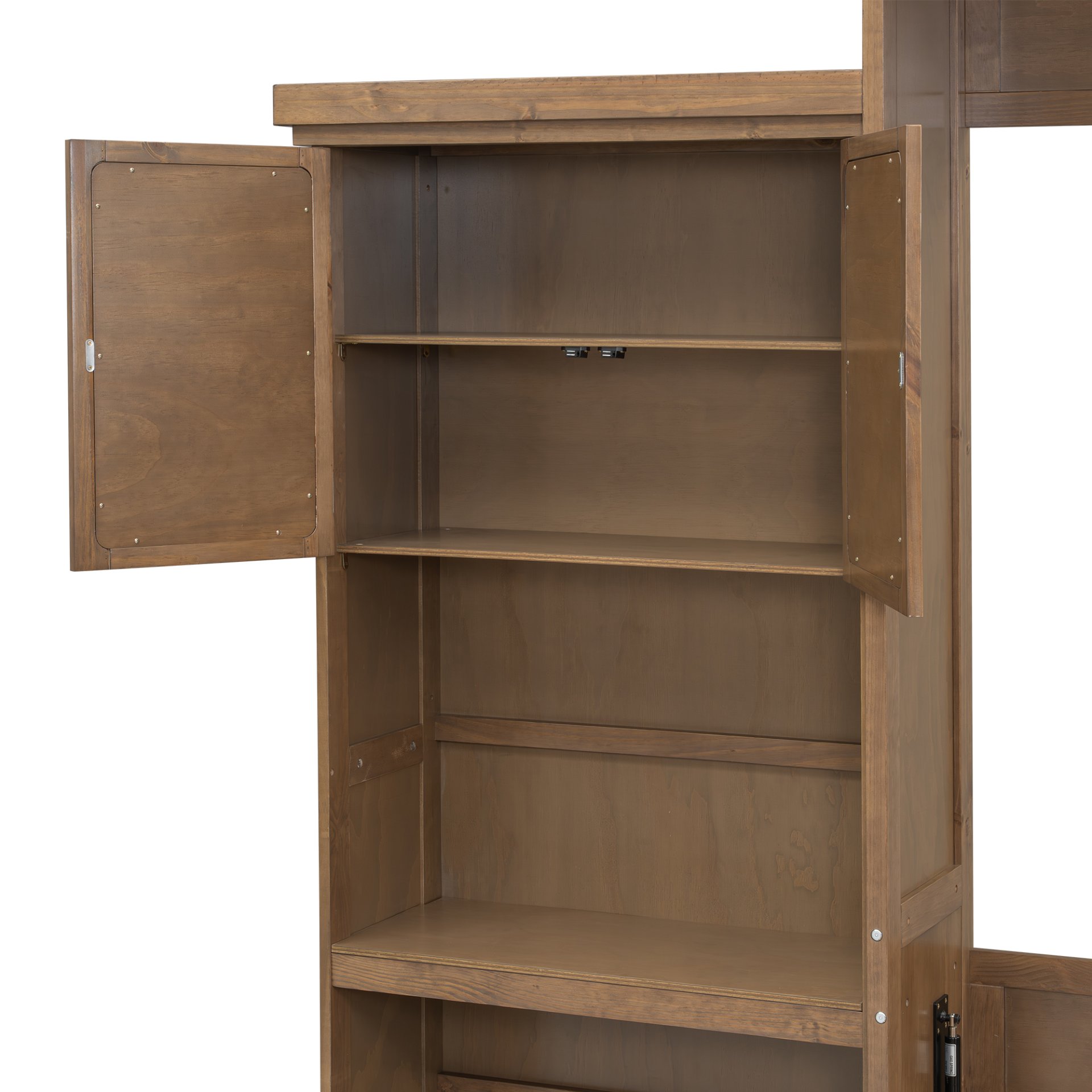 Queen Size Murphy Bed With Louvered Design And Multiple Storage Shelves - Wood - Image 14