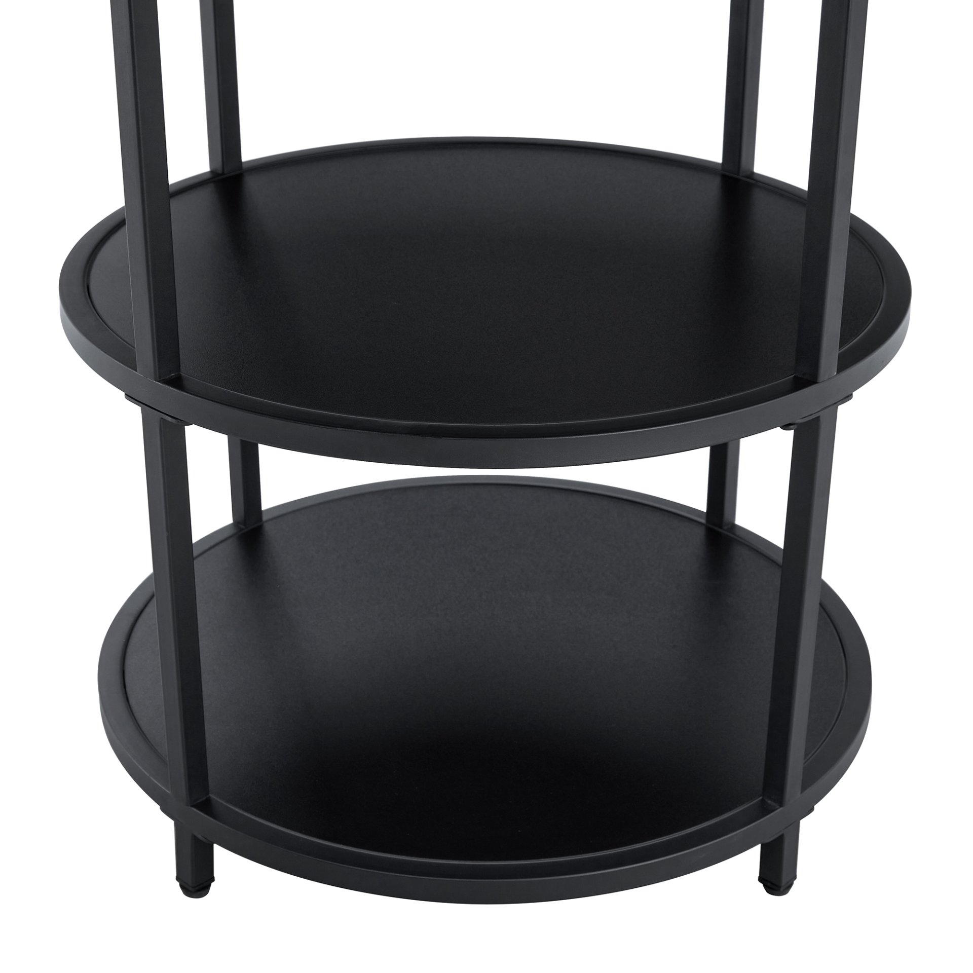 Diameter - Modern Splicing Circular Dining Table Double Layer Storage - Wood / Black - Image 14