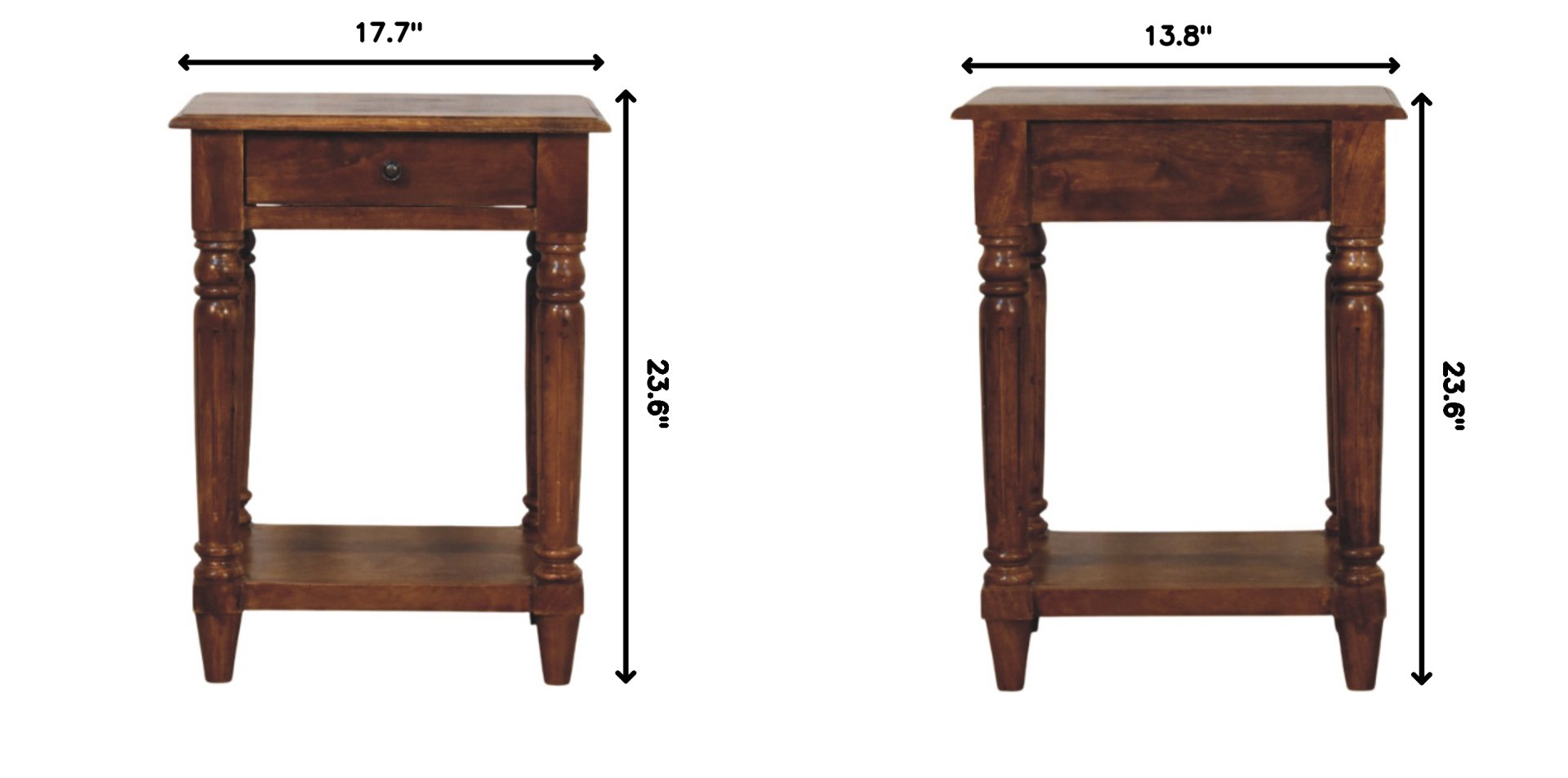 Turned Legs 1 Drawer Side Table - Brown - Image 11