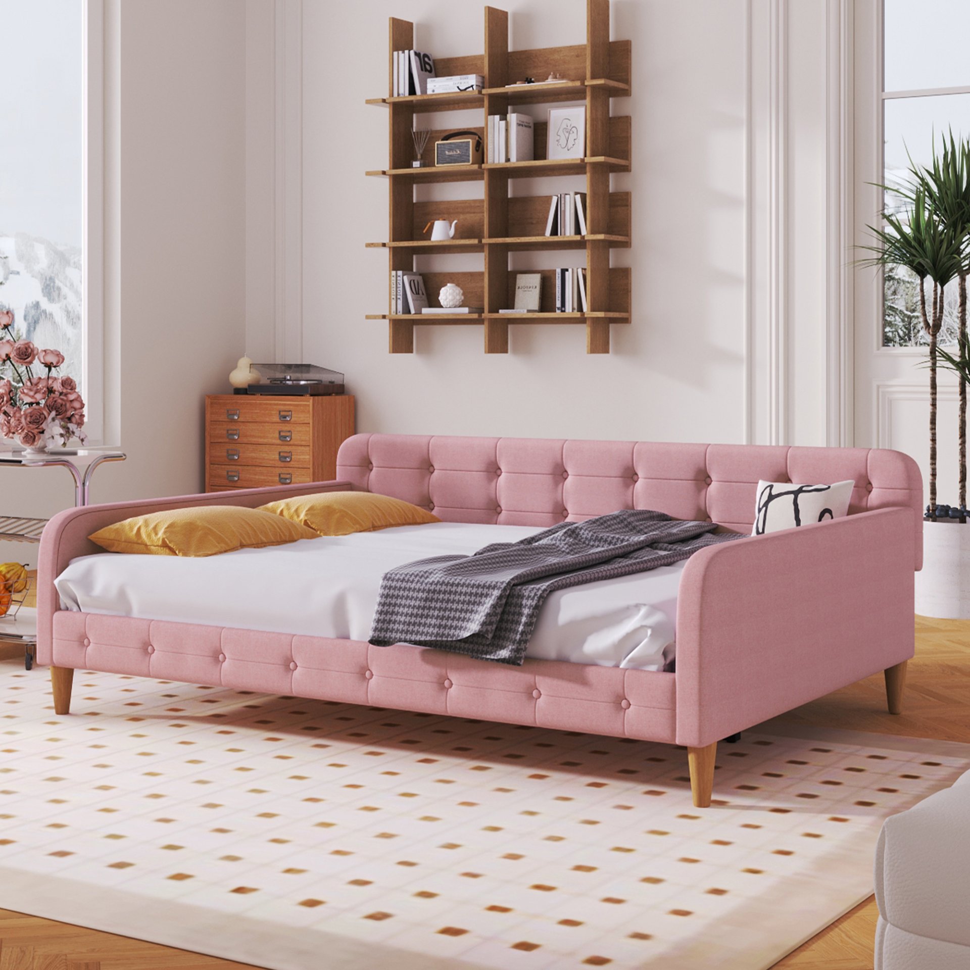 Full Size Upholstered Daybed - Pink - Image 4