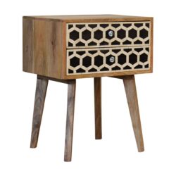Inlay - Bone Scandi Bedside Table - Oak