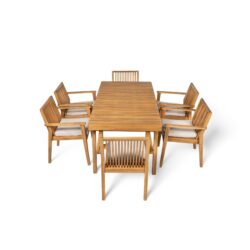 Durable - 7 Piece Patio Furniture Set - Beige / Natural