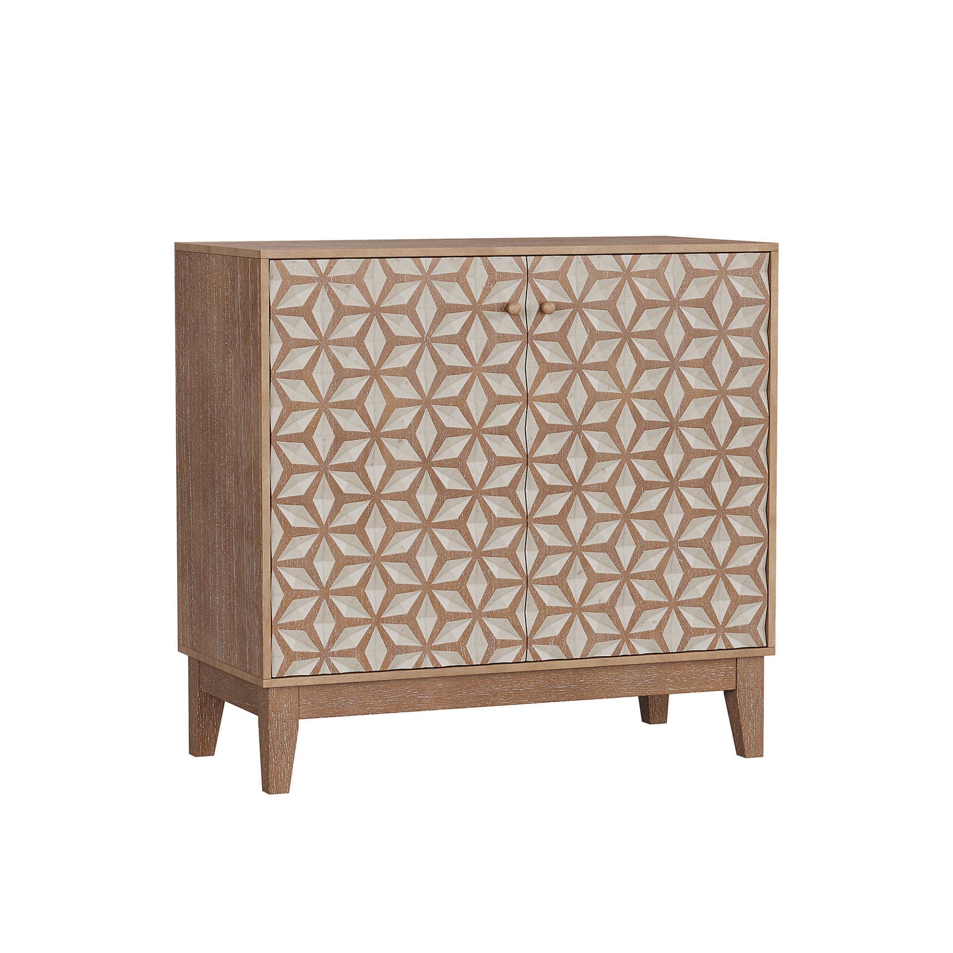 Geometric Design Sideboard With 2 Doors And Adjustable Shelves - Tangerine / Walnut - Image 10
