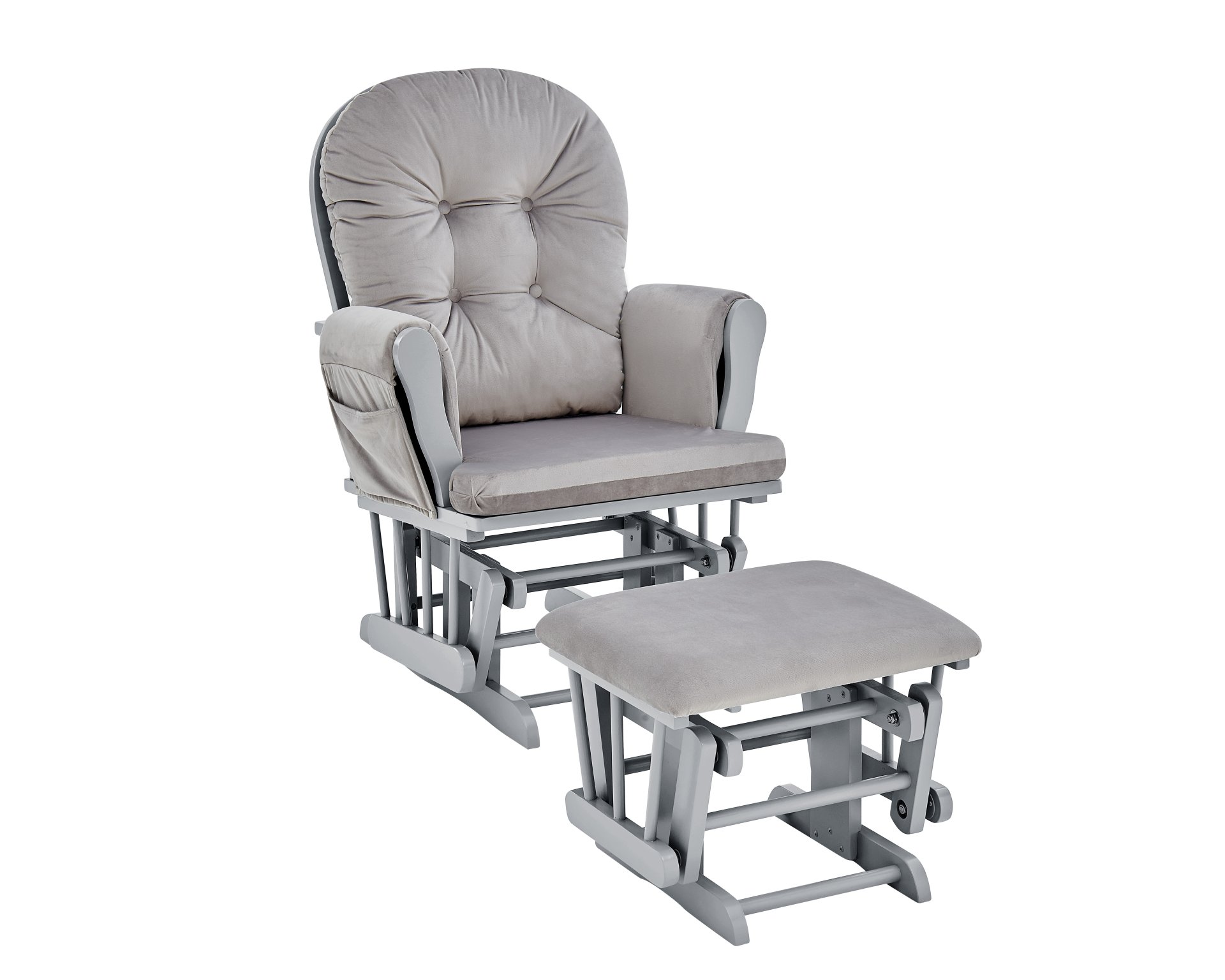 Mason - Glider And Ottoman Gray Wood - Light Gray Fabric - Image 3