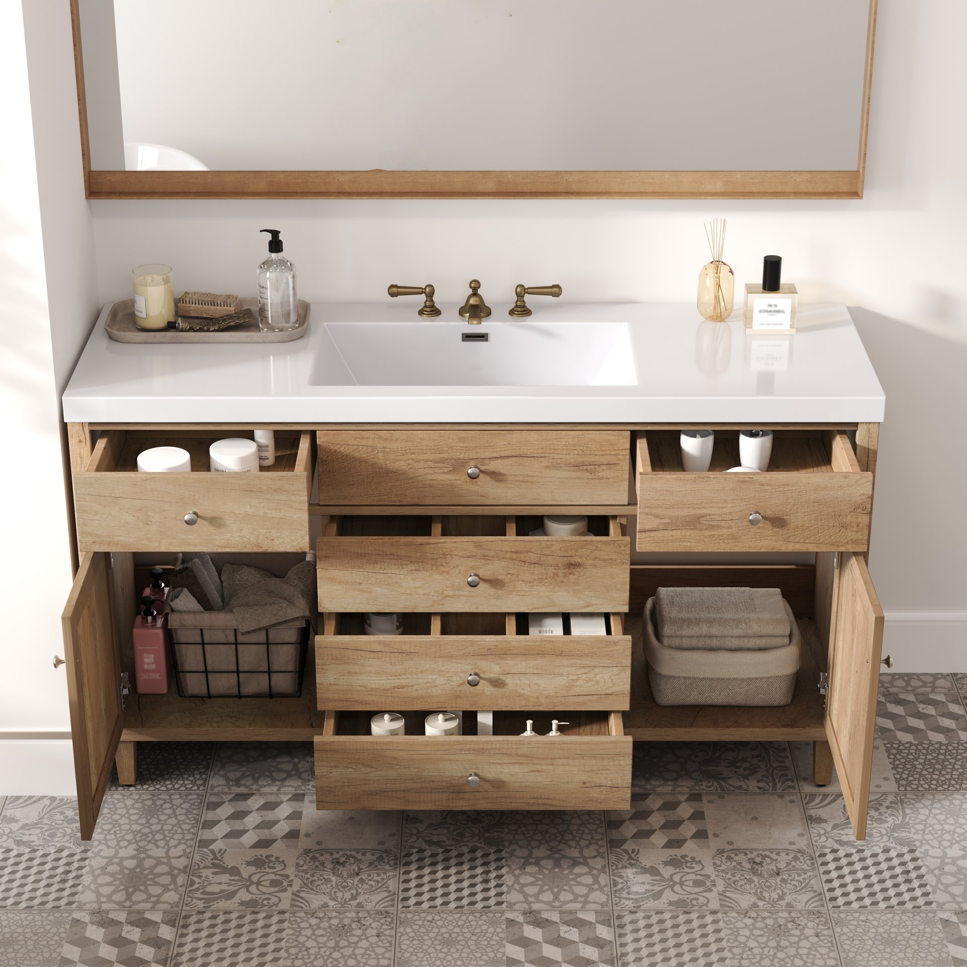 Bathroom Vanity With Sink, Soft Close Drawers - Antique Natural - Image 6