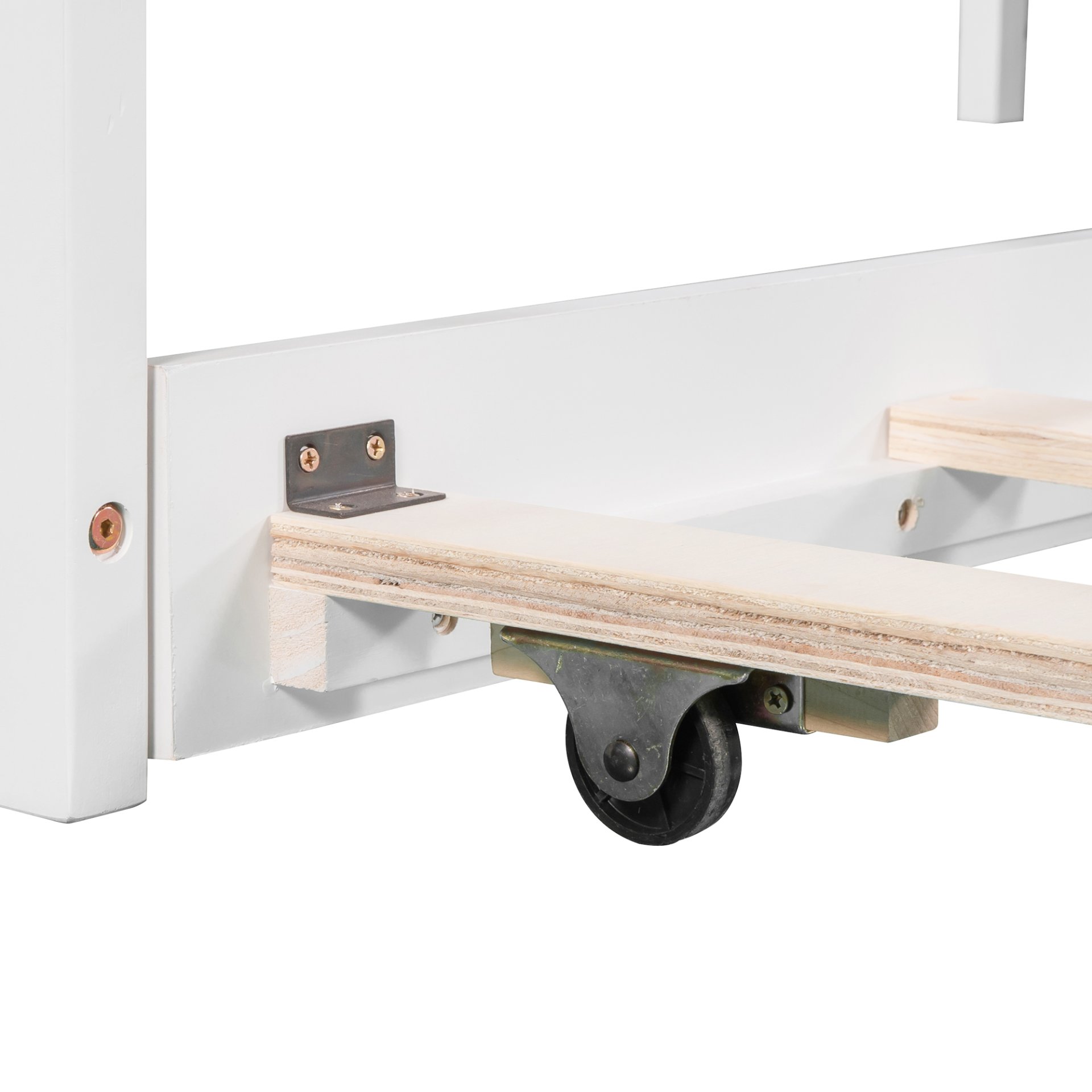 L-Shaped Platform Bed With Trundle And Drawers Linked With Built In Desk, Twin - White - Image 18