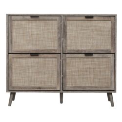 4 Door Shoe Rack, Freestanding Modern Shoe Storage Cabinet, For Entryway - Dark Gray